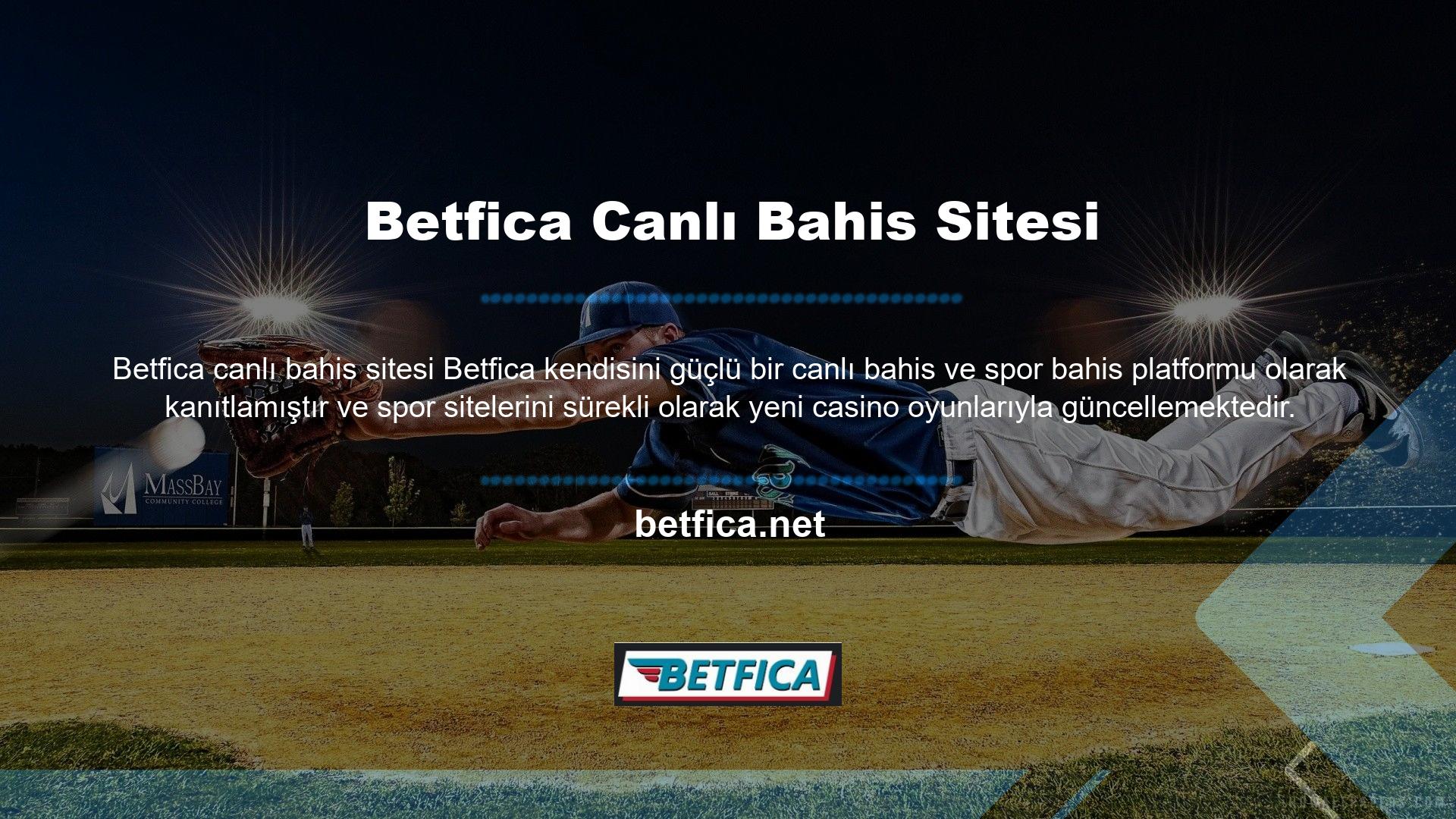 Betfica, yenilikçi ve ilerici bahis seçenekleri sunan bir bahis sitesi olarak kullanıcılarının güvenini kazanmıştır